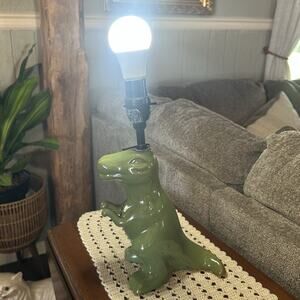 T Rex Dinosaur Table Lamp Green Ceramic Jurassic Decor for Kids 14" Tall Target